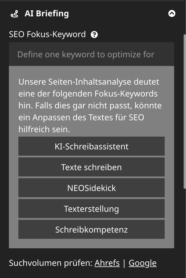 Fokus-Keywörter erkennen