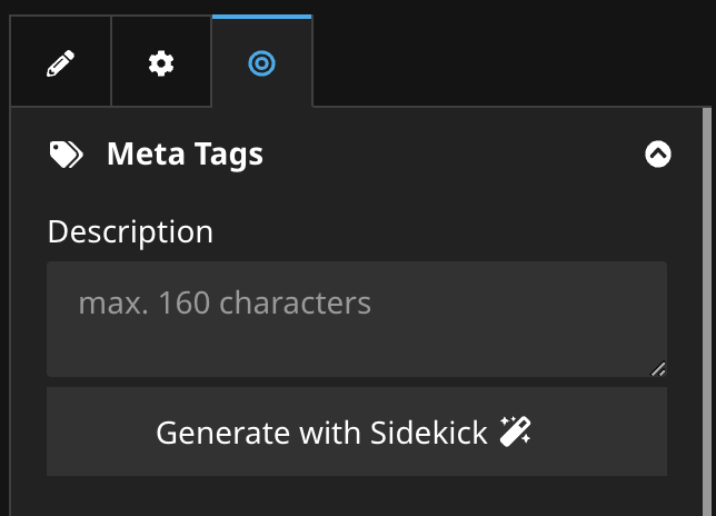 Meta description editor for NEOSidekick